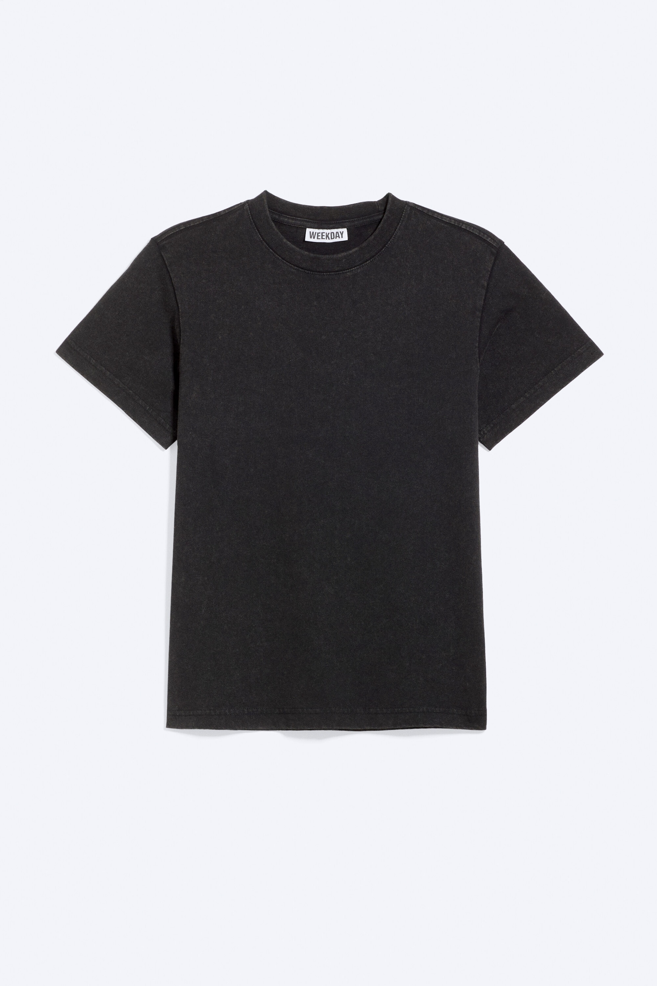 Worn Black - Shrunken Short-Sleeved Cotton T-shirt - 0