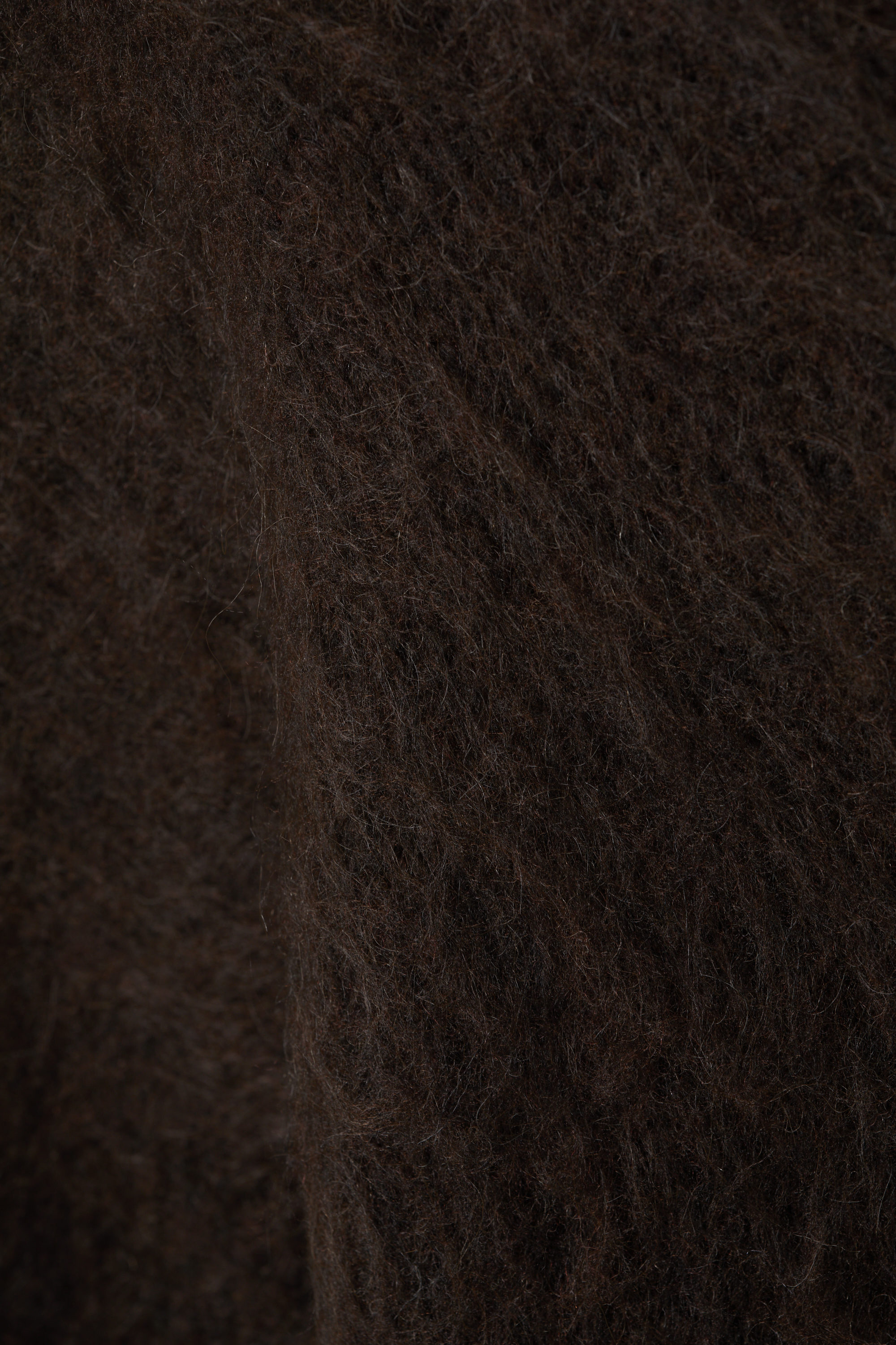 Dark Brown - Relaxed Fit Fluffy Knit Sweater - 4