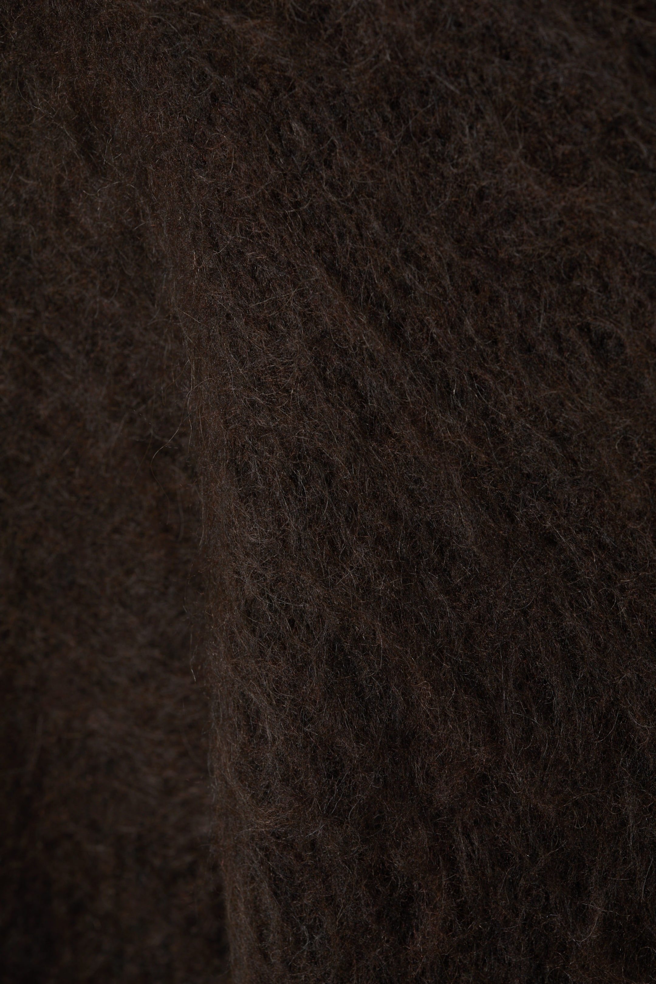 Dark Brown - Relaxed Fit Fluffy Knit Sweater - 4