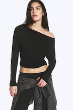 Black - Off Shoulder long-sleeve top - 0