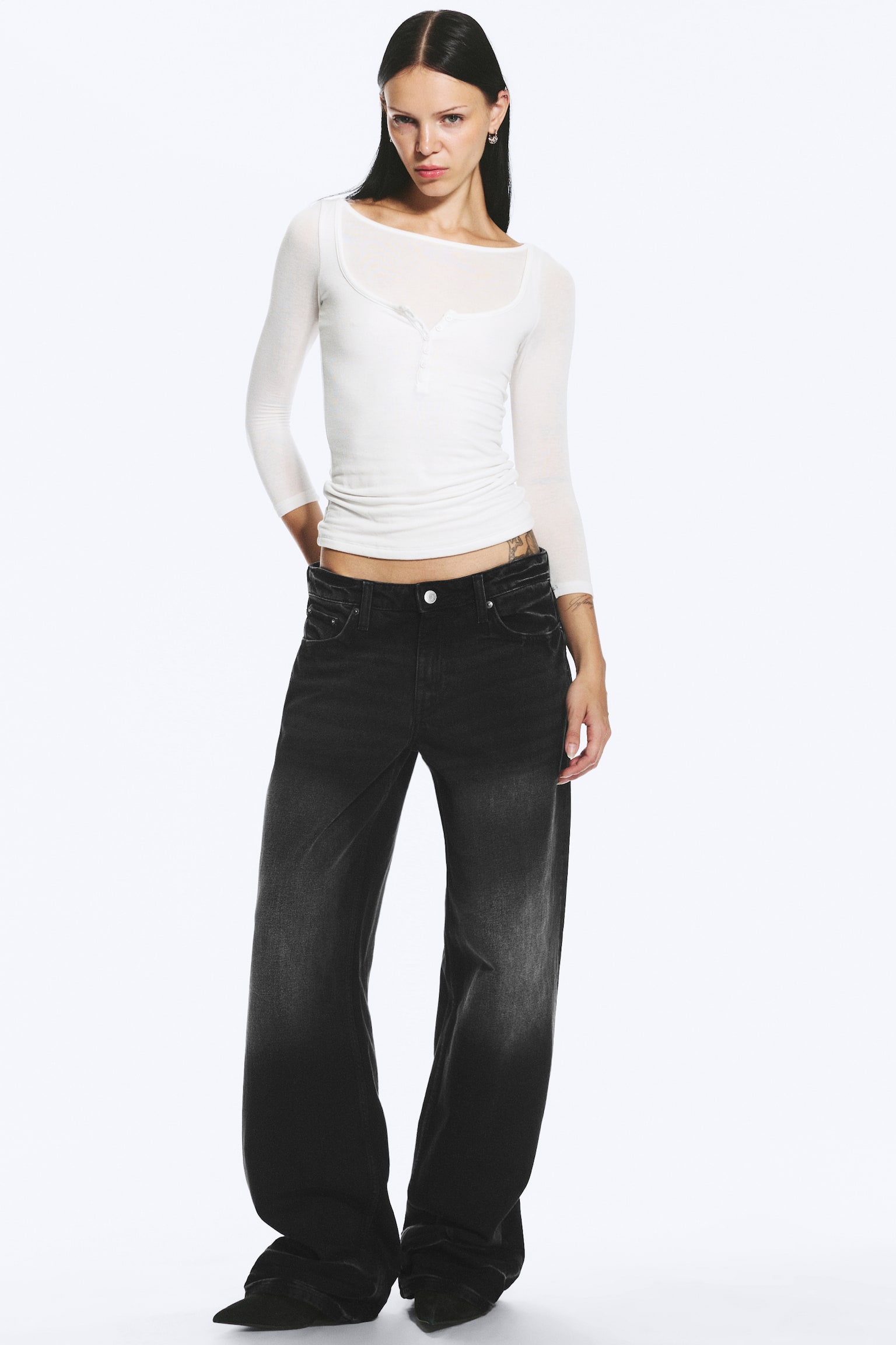 Ample Low Waist Loose Wide Jeans - Empire Black - Svart/Sailor Blue - Mellanblå/Saddle Blue - Mellanblå/Rain Blue - Mörkblå/Blue Rinse - Mörkblå/Kimberley Blue - Ljusblå/Gloria Blue - Mellanblå/Dream Blue - Ljusblå/Ink Black - Svart - 1