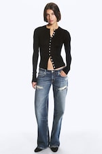 Noir - Cardigan à boutons en perle d’imitation - 1
