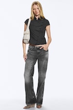 Striped Black - Asymmetric buttoned top - 1