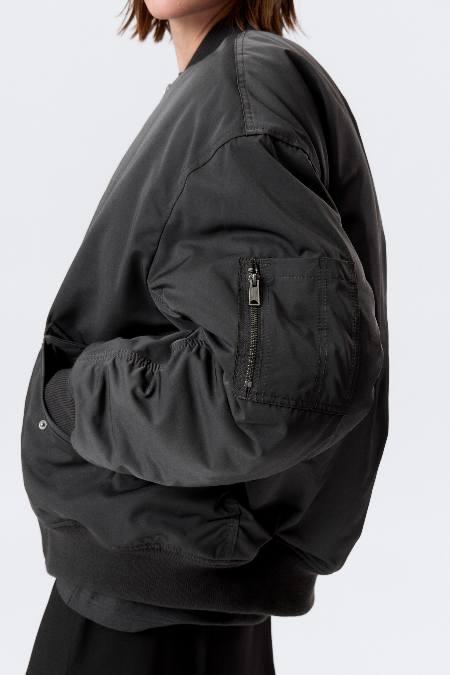 Bomber bunda z kepru ve stylu oversized - Tmavě šedá/Tmavá khaki zelená/Dusty Mole - 8