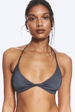 Bleu foncé - Haut de bikini torsadé dos nu - 0