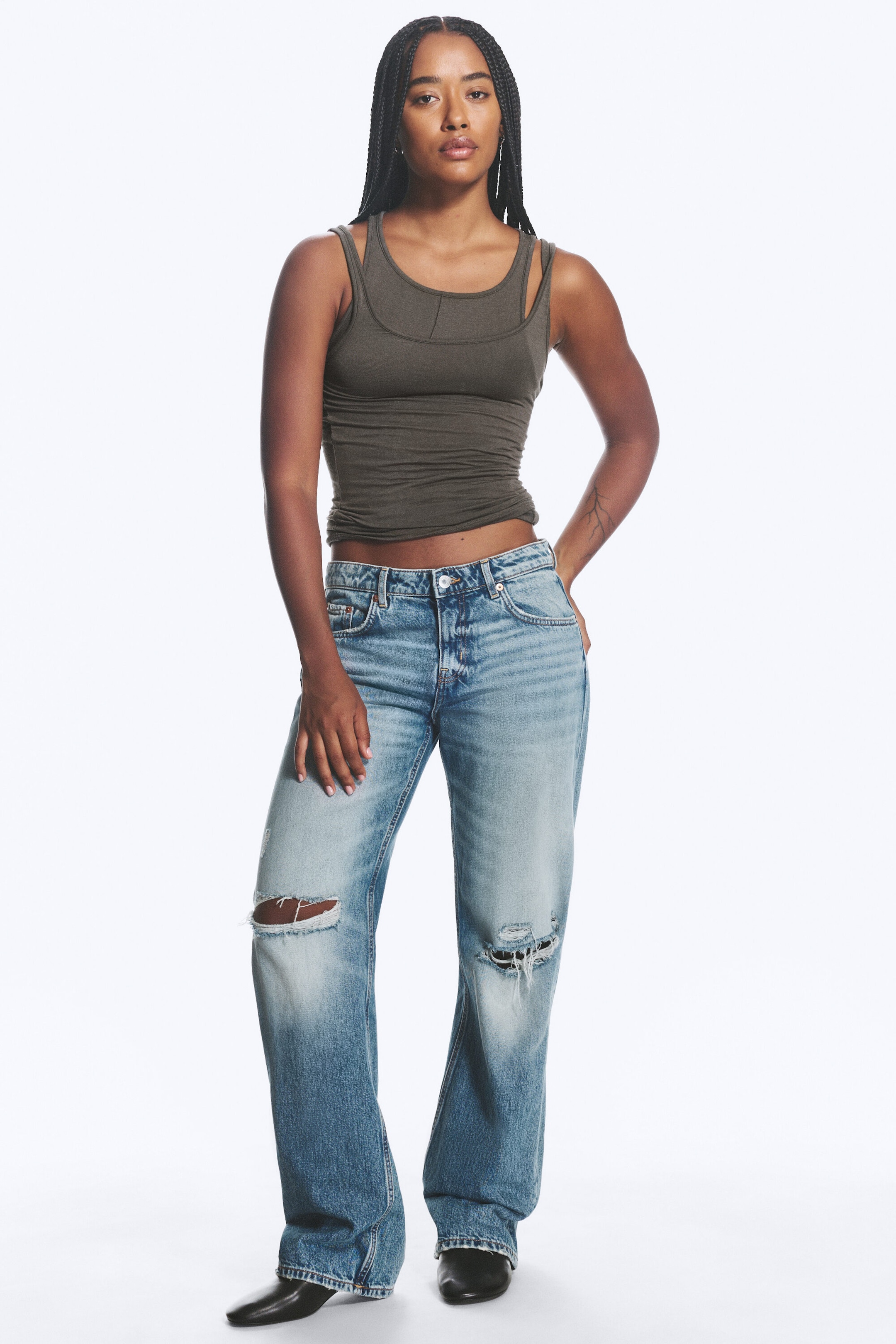Pony Blue - Mellanblå - Mica Low Waist Regular Straight Jeans - 1
