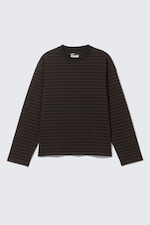 Randig mörkbrun - Långärmad T-shirt med lös boxig passform - 3