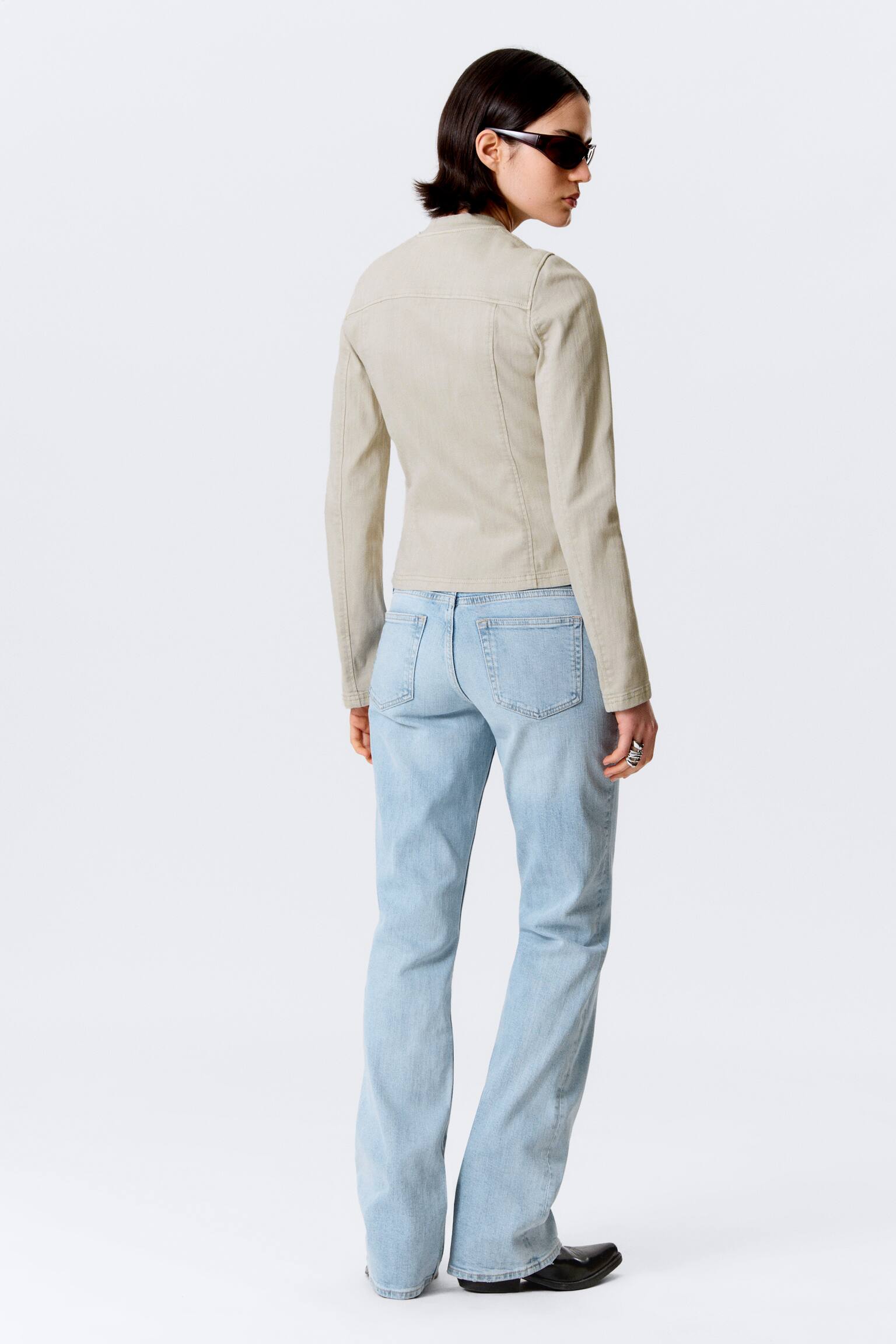 Tight Structured Cotton Zip Jacket - Light Beige/Dark Grey/Dark Grey - 6