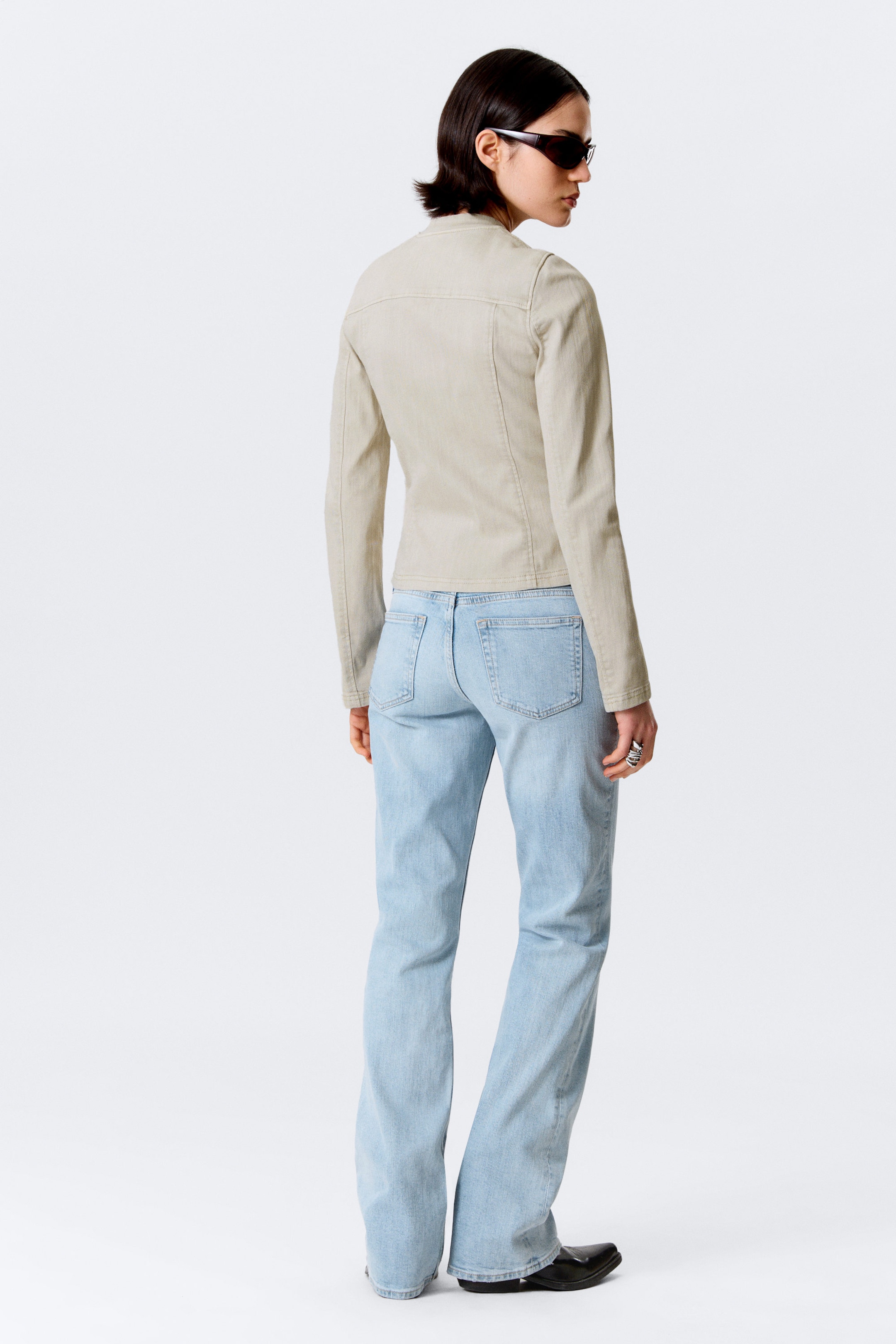 Light Beige - GENEVIEVE SLIM STRUCTURED COTTON ZIP JACKET - 3