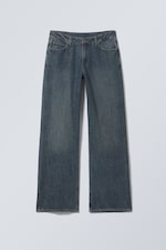 Lake Blue - Dark Blue - Ample Low Rise Loose Wide Leg Jeans - 0