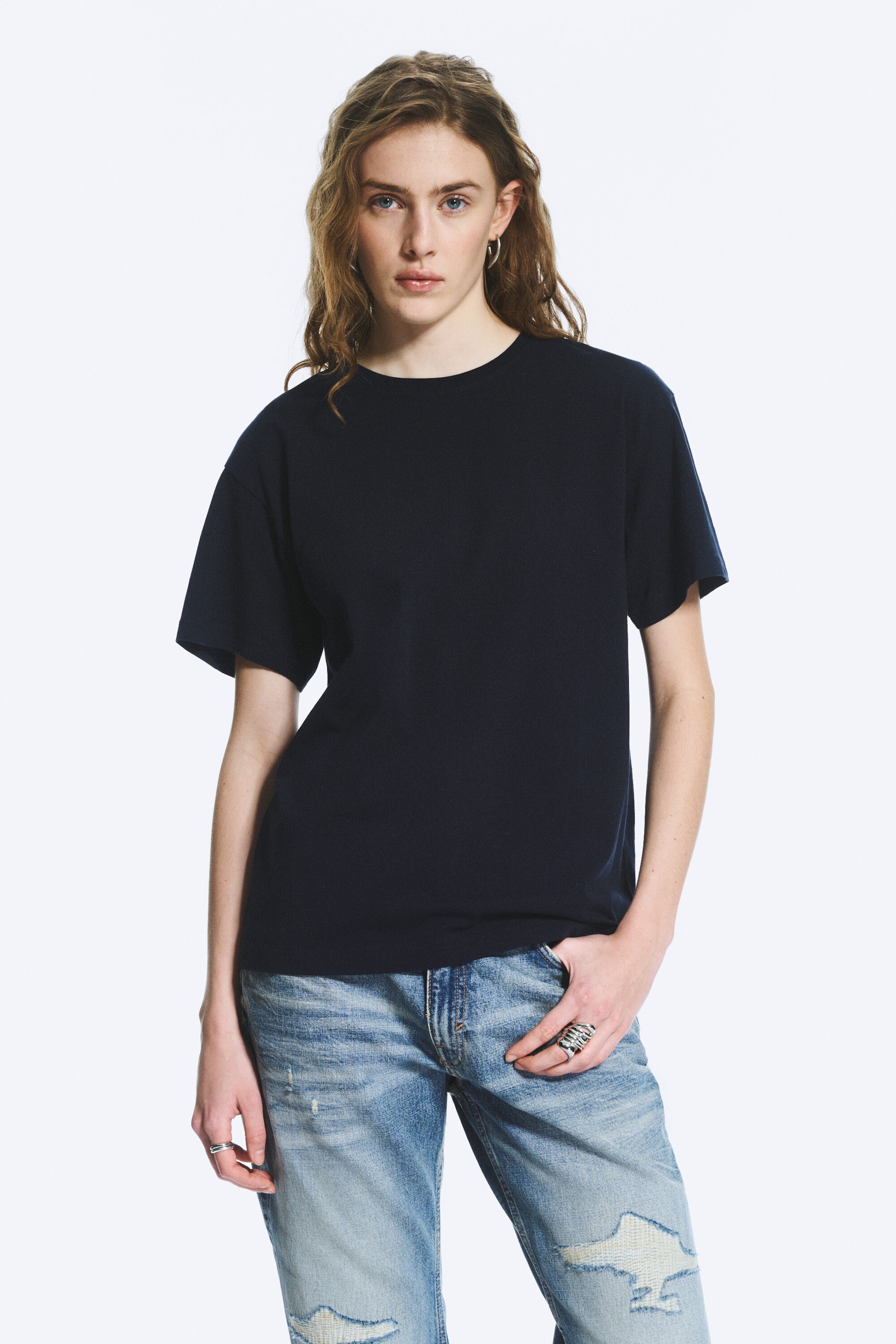 Dark Navy Blue - Soft Regular Fit Cotton T-shirt - 1