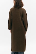 Dunkelbraun - Langer Strickcardigan mit V-Ausschnitt - 3