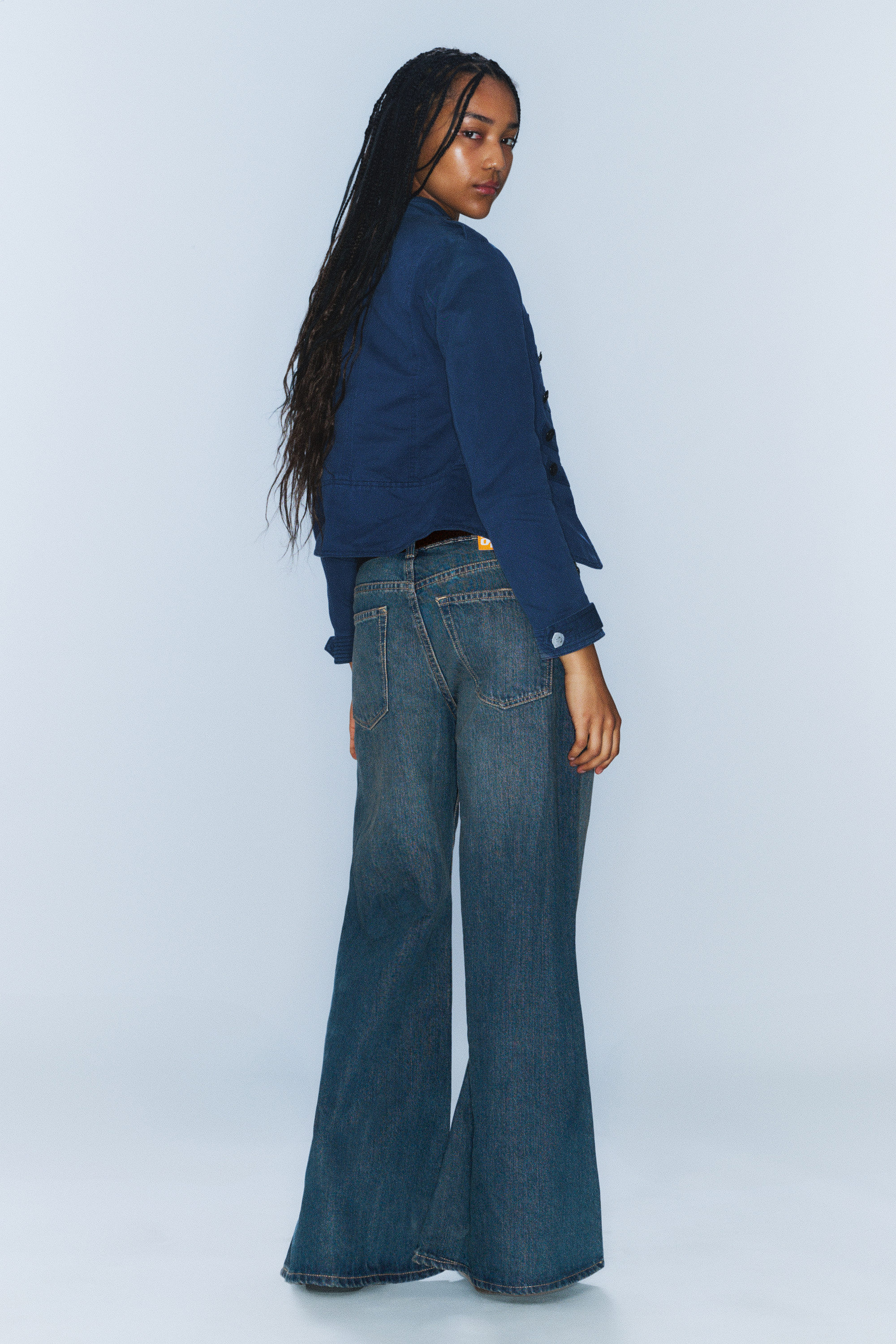 Tide Blue - Mittelblau - Loosy Lucie Low Rise Regular Flared Leg Jeans - 3