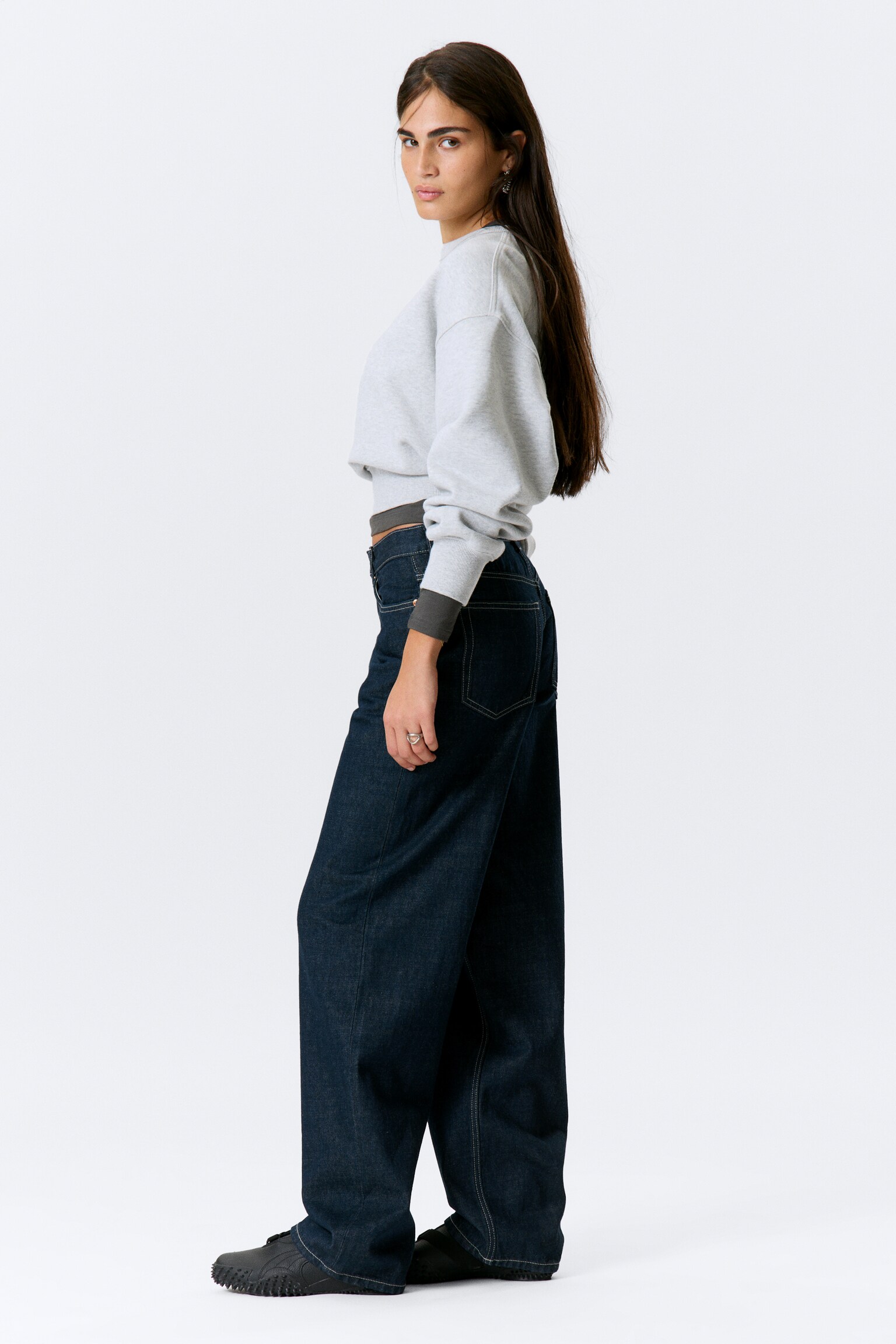 Rail Mid Rise Loose Wide Leg Jeans - Blue Rinse - Dark Blue/Deep Ocean Blue - Dark Blue/Misty Grey - Light Grey/Ink Black - Black - 3