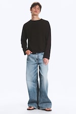 Striped Dark Brown - Loose Boxy Long-Sleeved T-shirt - 1