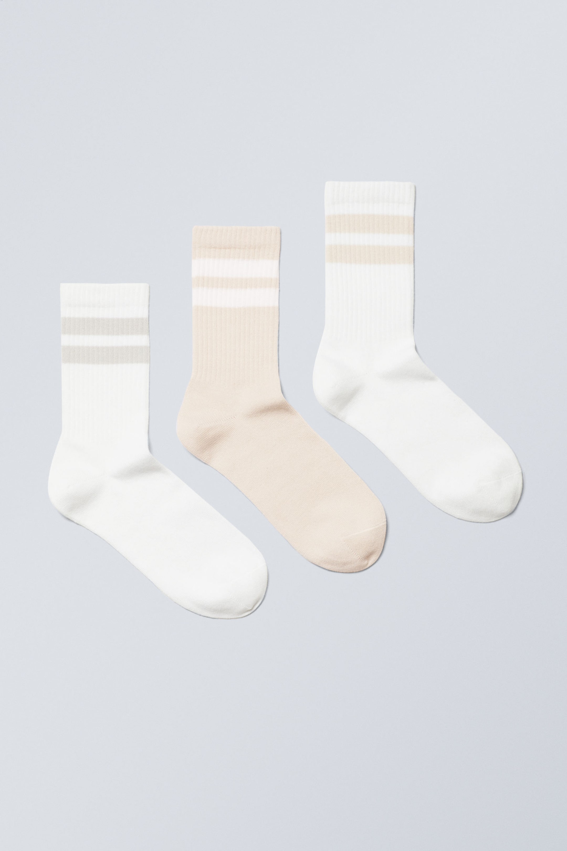 White/Light Mole - 3-pack Sport Striped Socks - 0