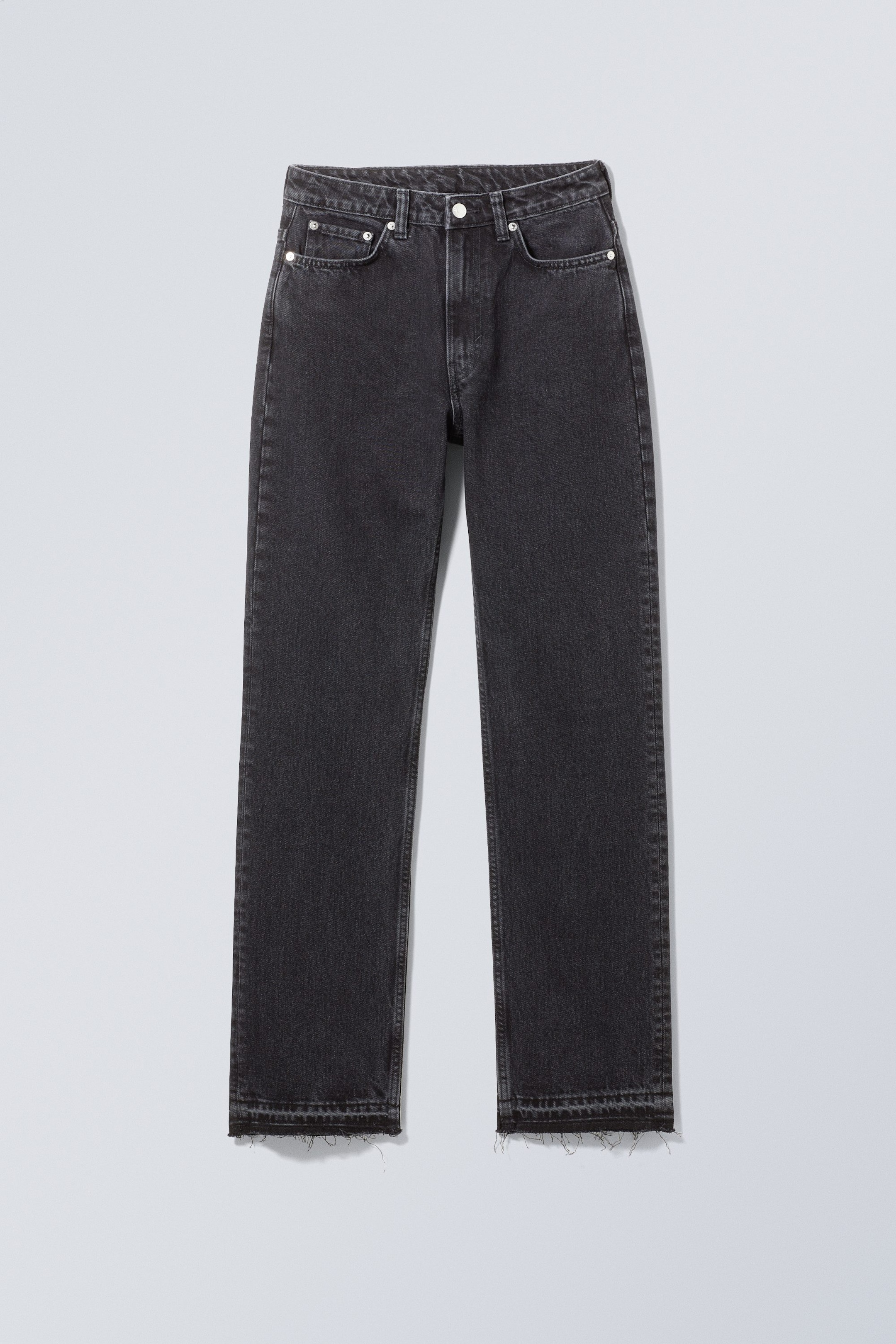 Washed black raw hem - Voyage High Straight Jeans - 0