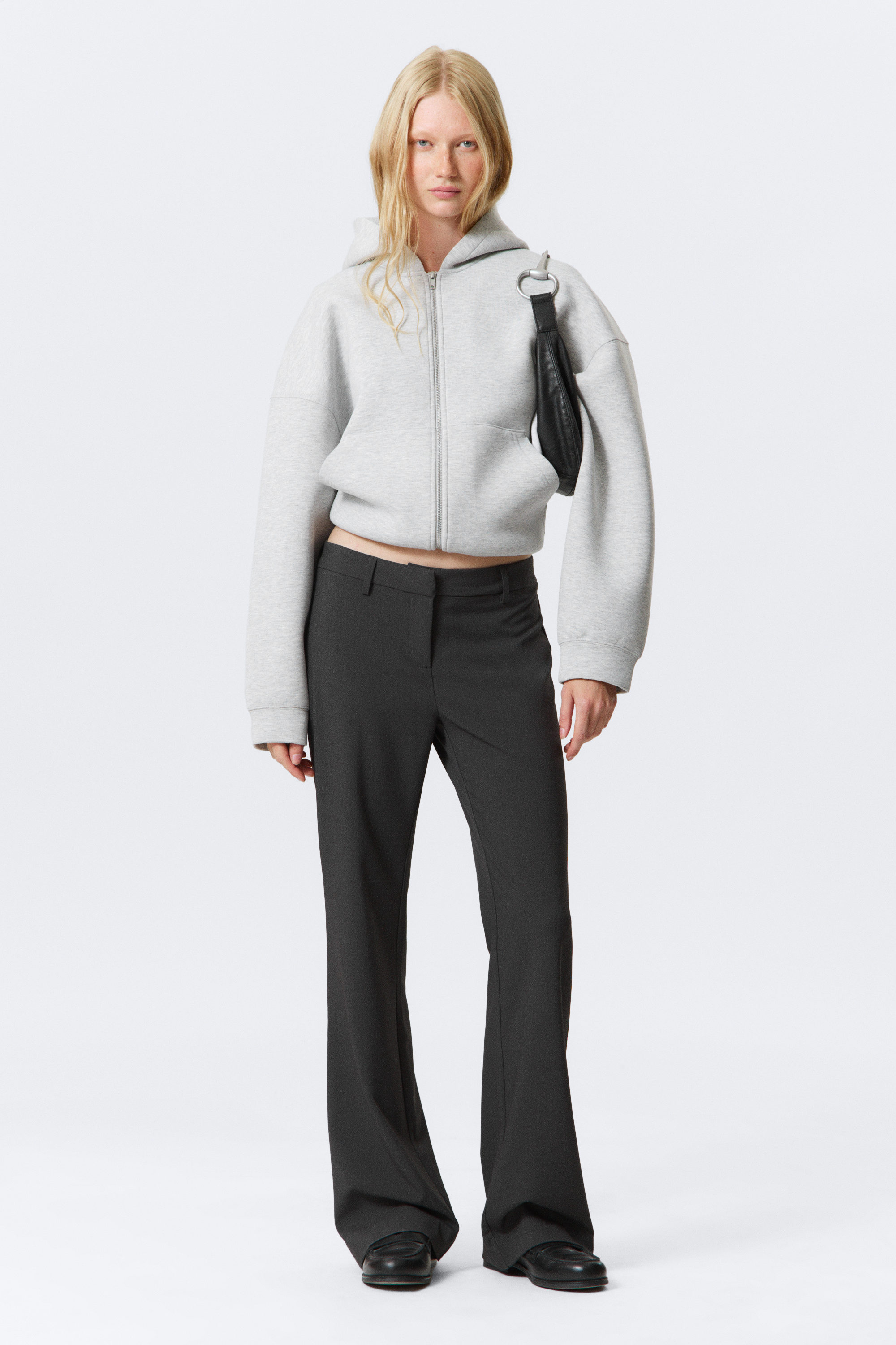 Dark Grey - Flared Suiting Trousers - 1