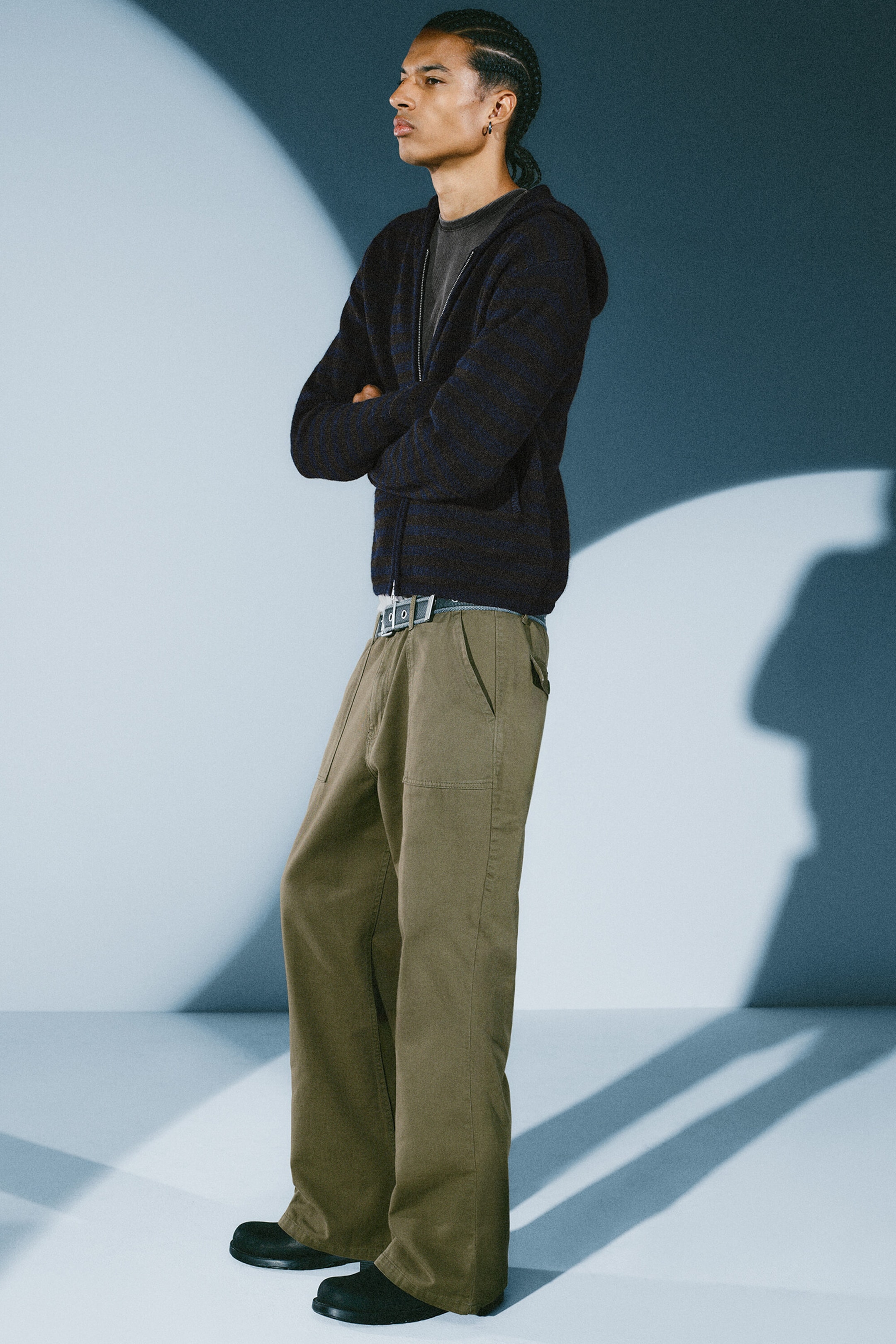 Mørk kakigrønn - Bootcut-arbeidsbukser med lavt liv - 4