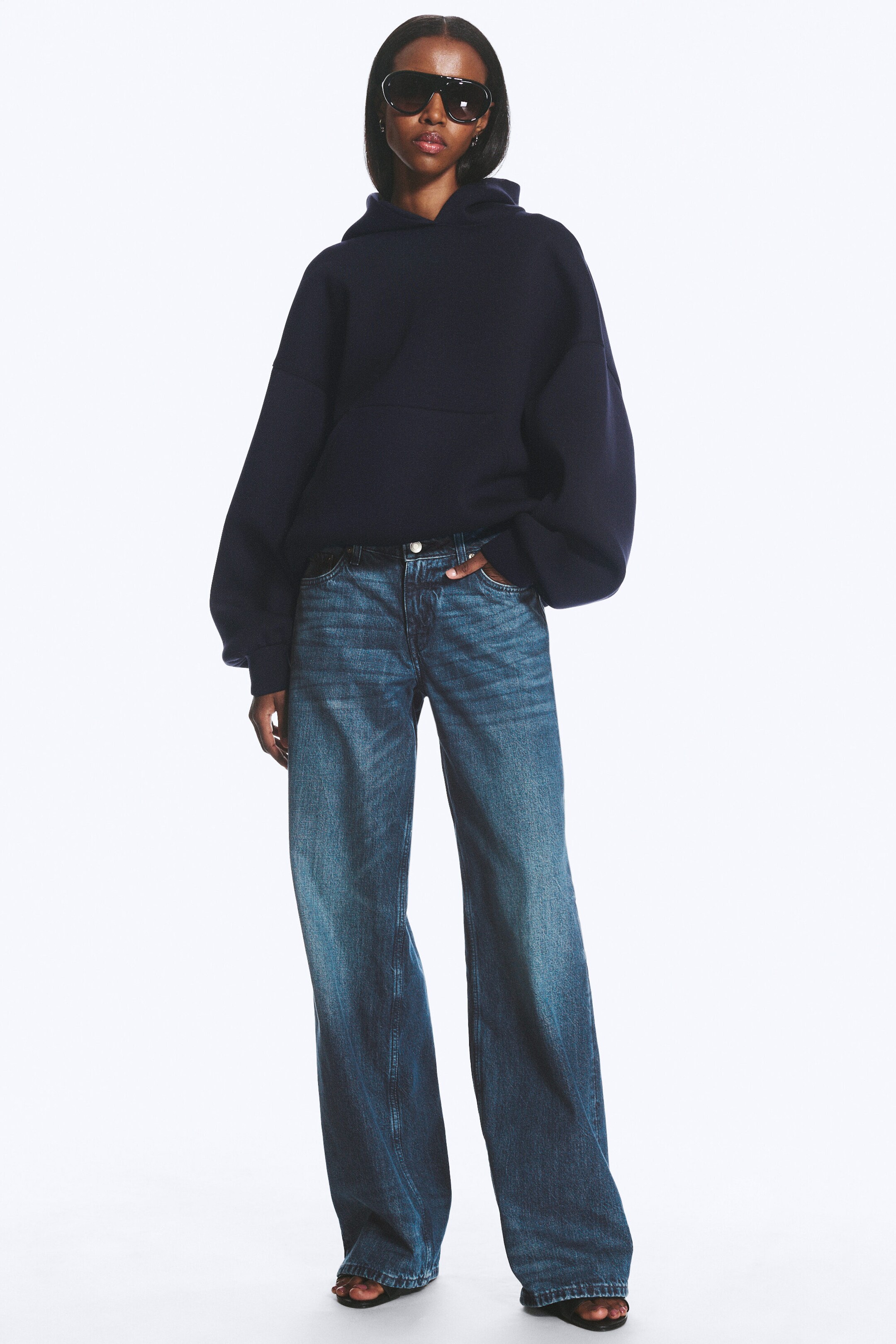 Dark Blue - Oversized Scuba Hoodie - 2