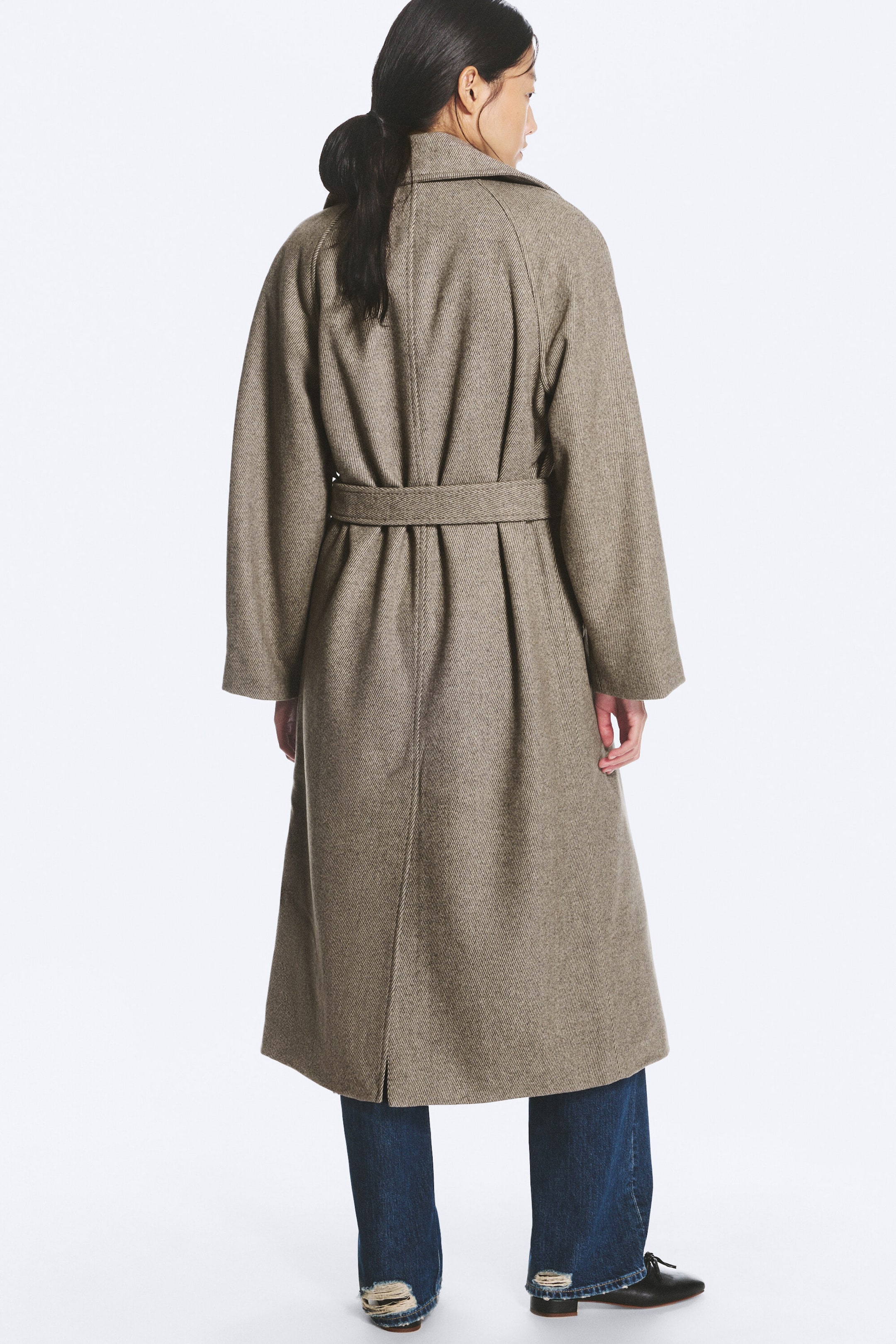 Lys beige - Kia oversized dobbeltspent kåpe i ullblanding - 4
