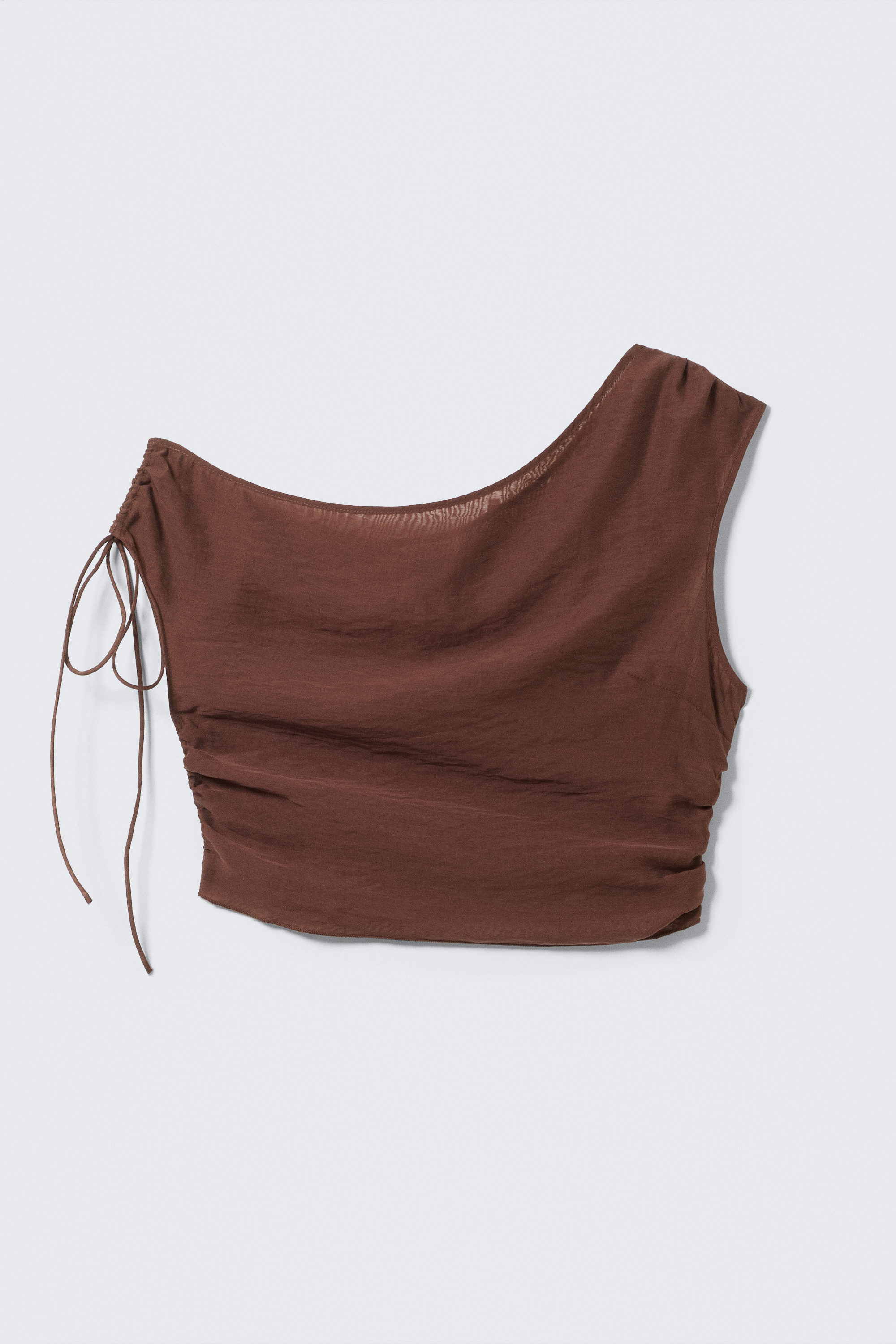 Braun - Transparentes, asymmetrisches Top mit Kordelzug - 4