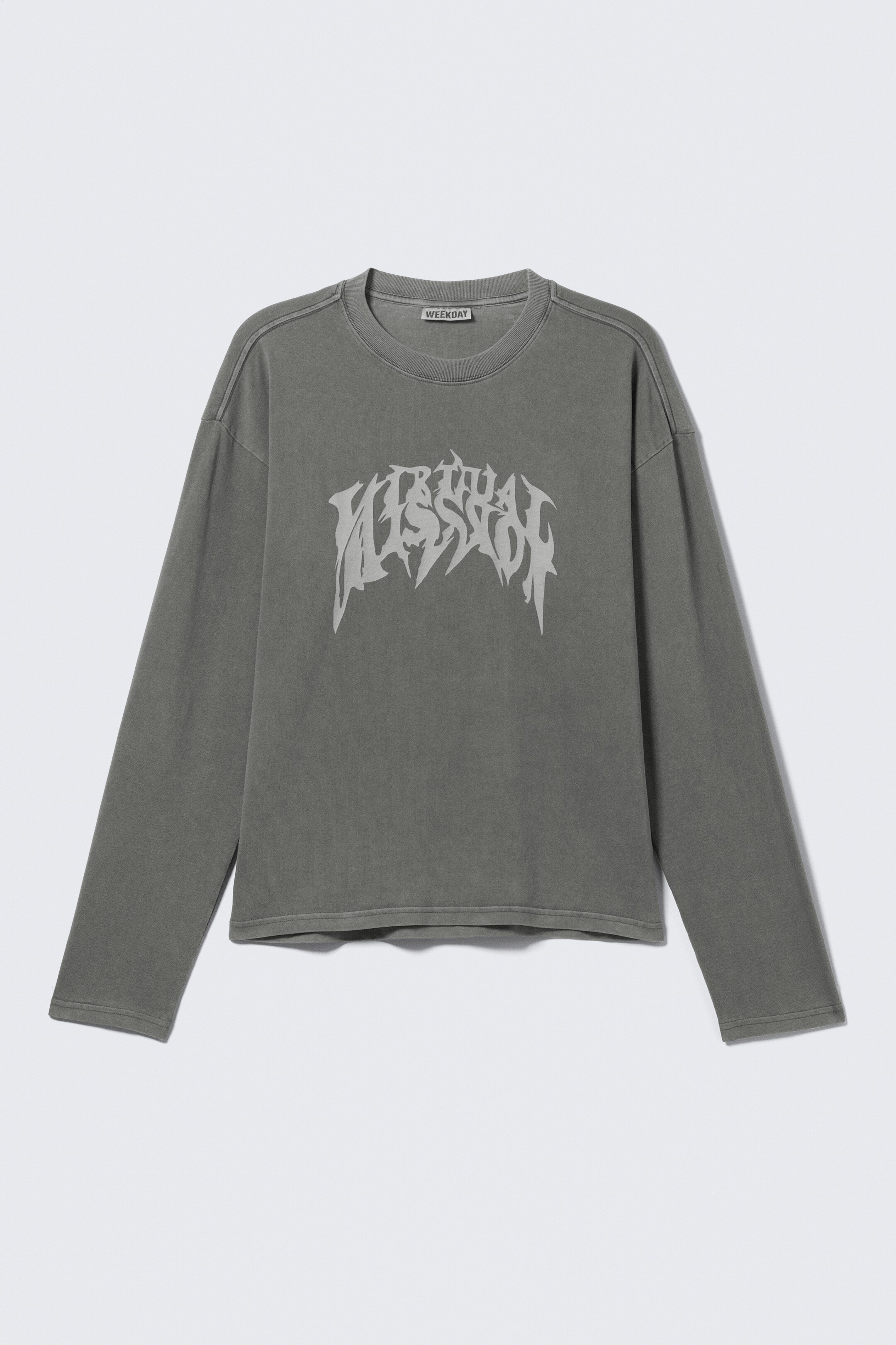Преглед на по-голямо изображение: Great Boxy Graphic Long Sleeve T-shirt - Washed Grey - Virtual Mission - МЪЖЕ | H&M BG 4