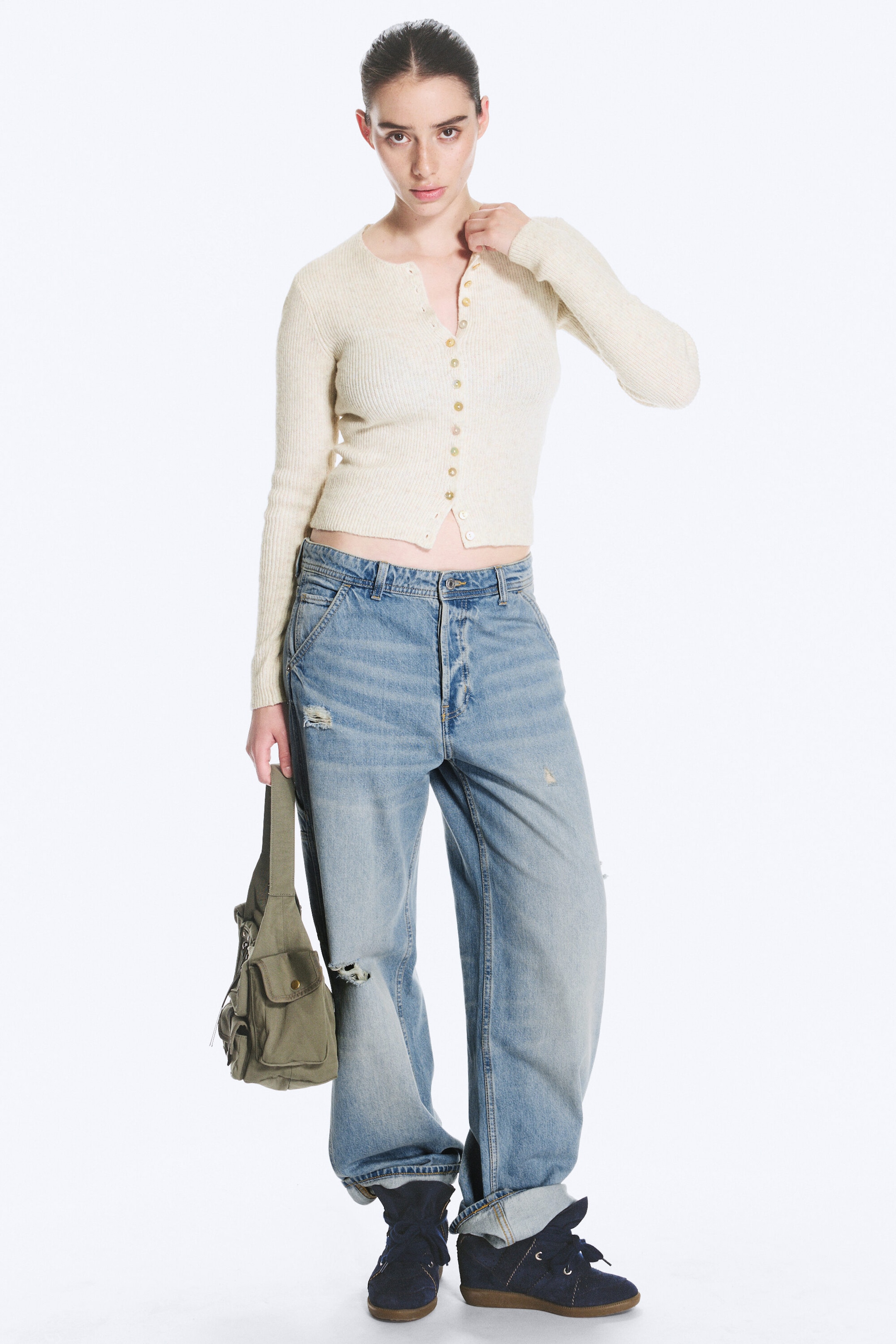 Dusty White - Knitted Cardigan - 1