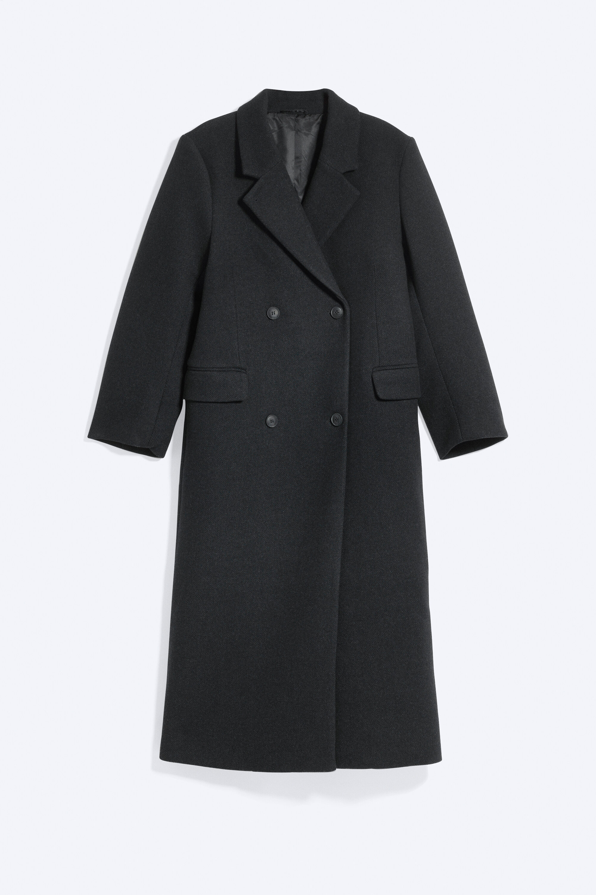 logan double-breasted wool-blend coat - Dark Grey Melange | Weekday WW