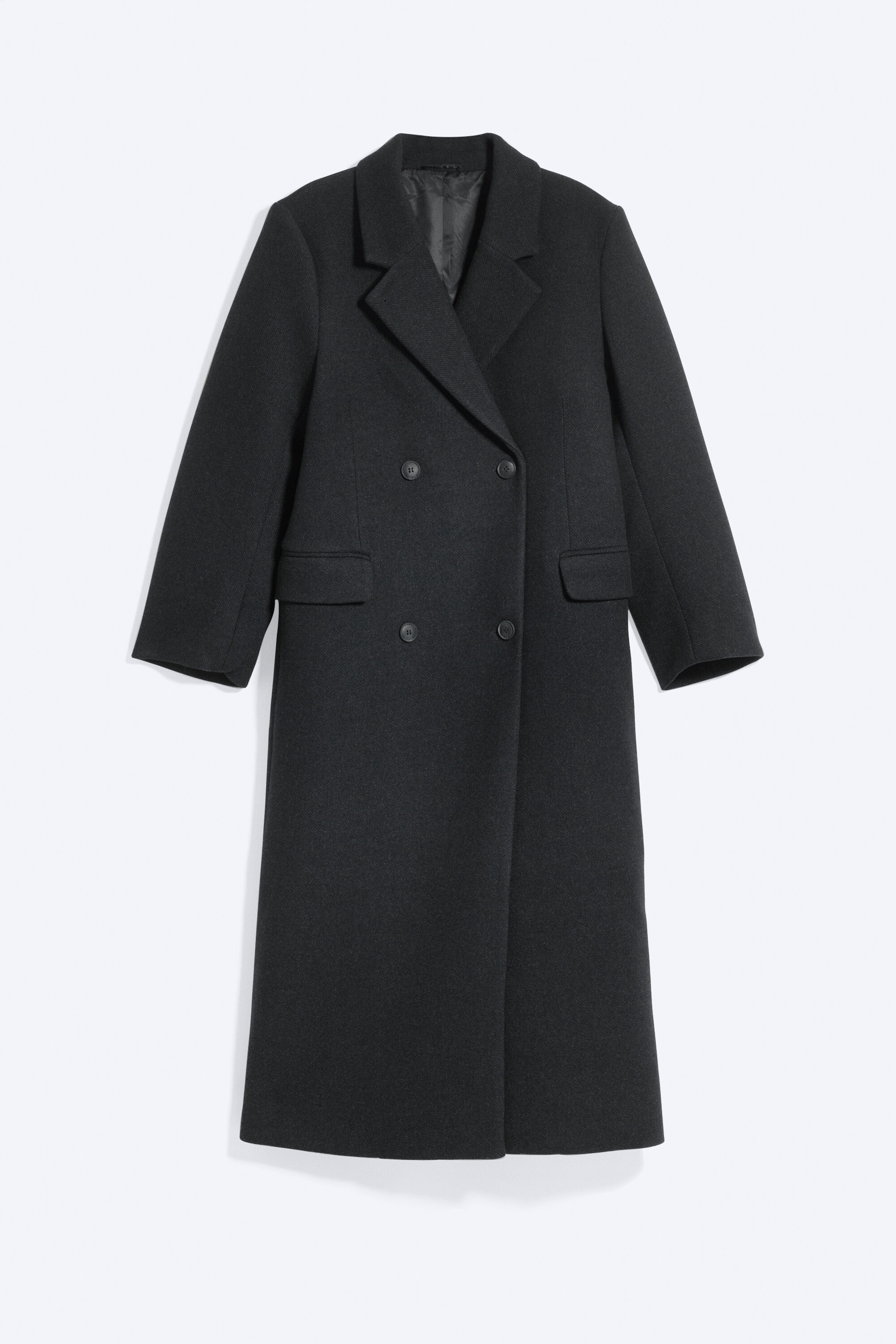 Dark Grey Melange - LOGAN MANTEAU CROISÉ EN LAINE MÉLANGÉE - 1