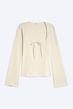 Helles Beige - Slim Square-Neck Tie Top - 4
