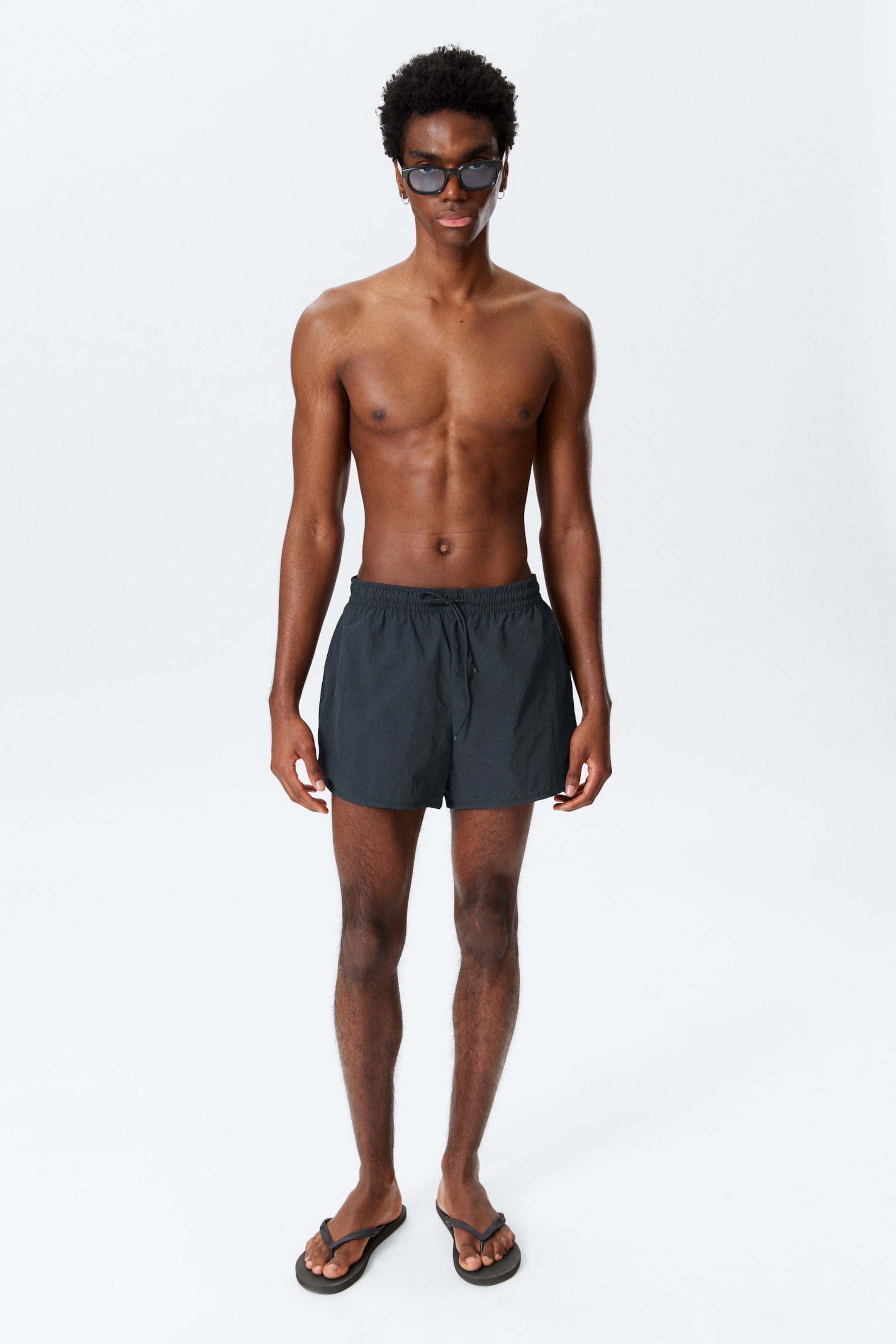 Dark Blue - Structured Mid-Thigh Swim Shorts - 2