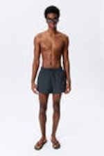 Dark Blue - Structured Mid-Thigh Swim Shorts - 1