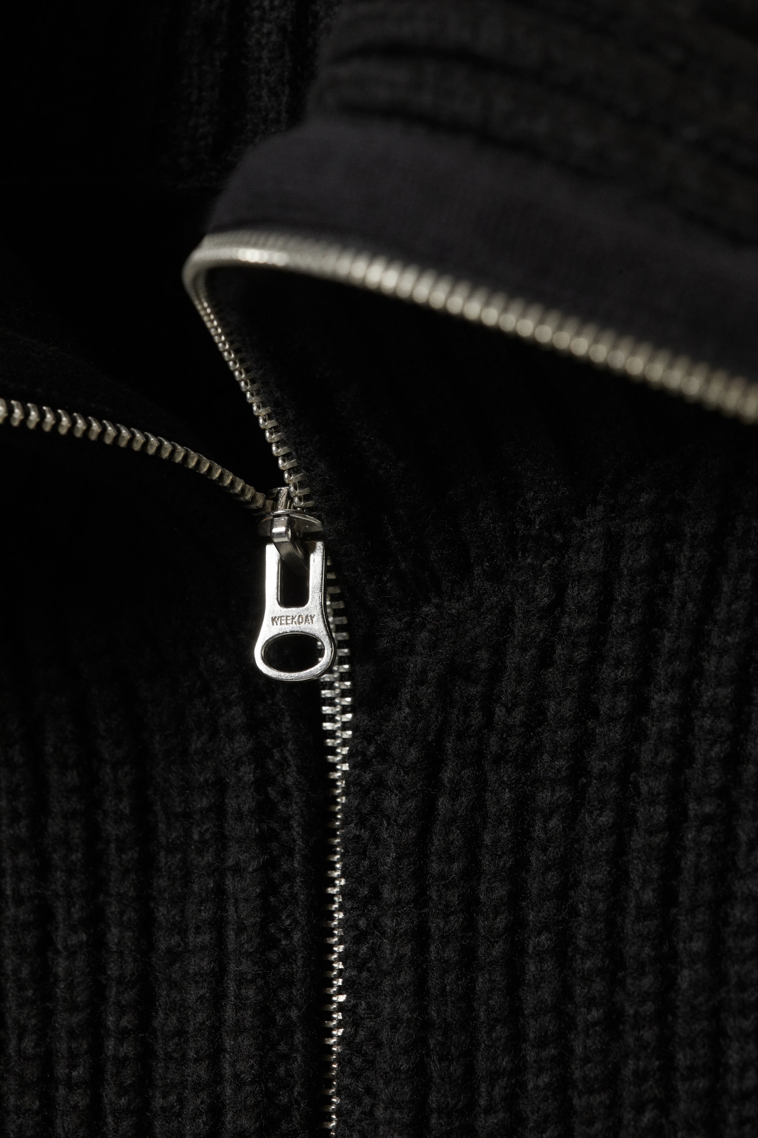 Cardigan zippé côtelé ajusté - Noir/Bleu foncé - 3