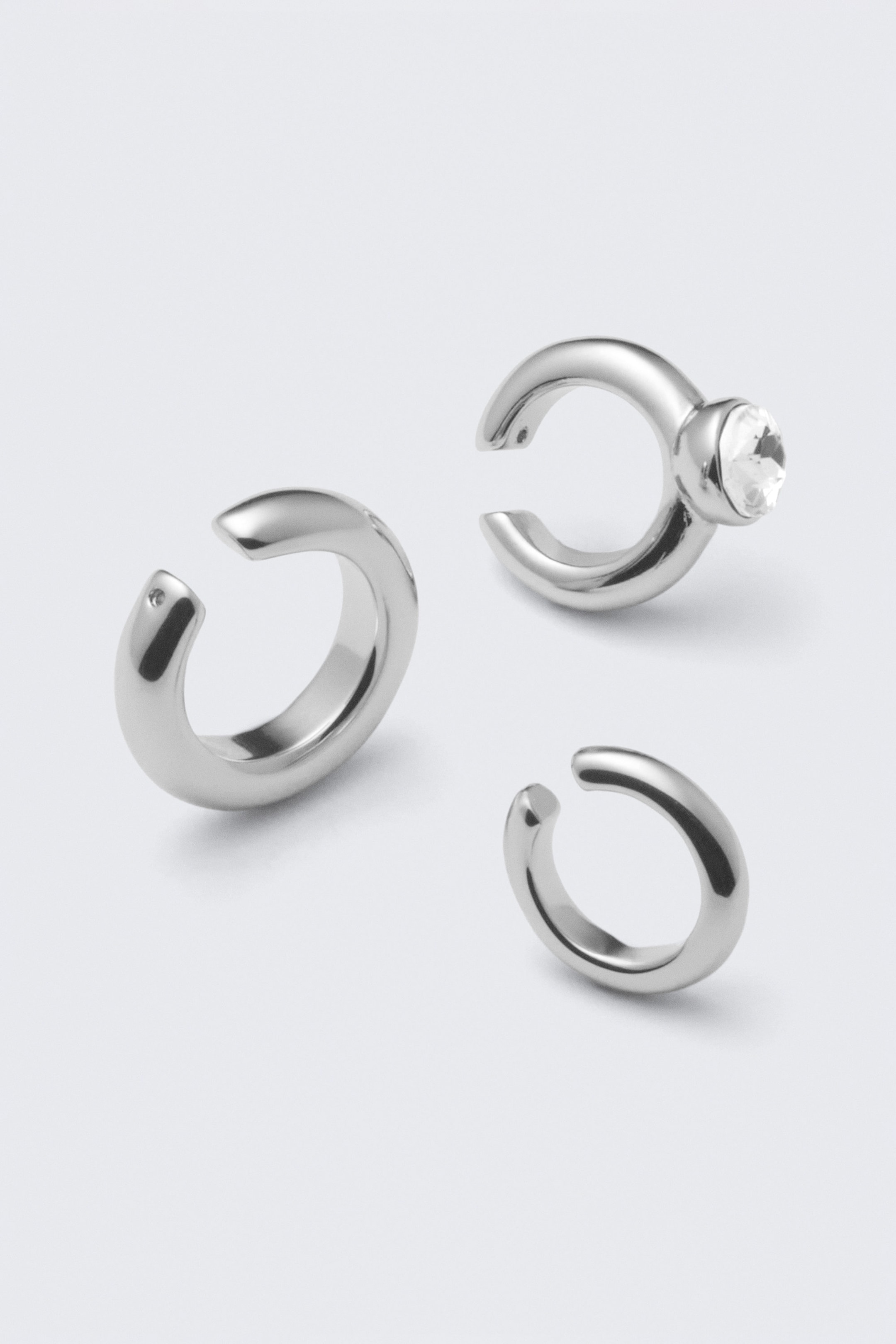 Silver - 3-pack mixade ear-cuffs - 2