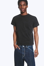 Worn Black - Shrunken Short-Sleeved Cotton T-shirt - 0