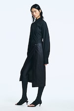 Raw Indigo - Dark Blue - Low Rise Denim Midi Skirt - 1