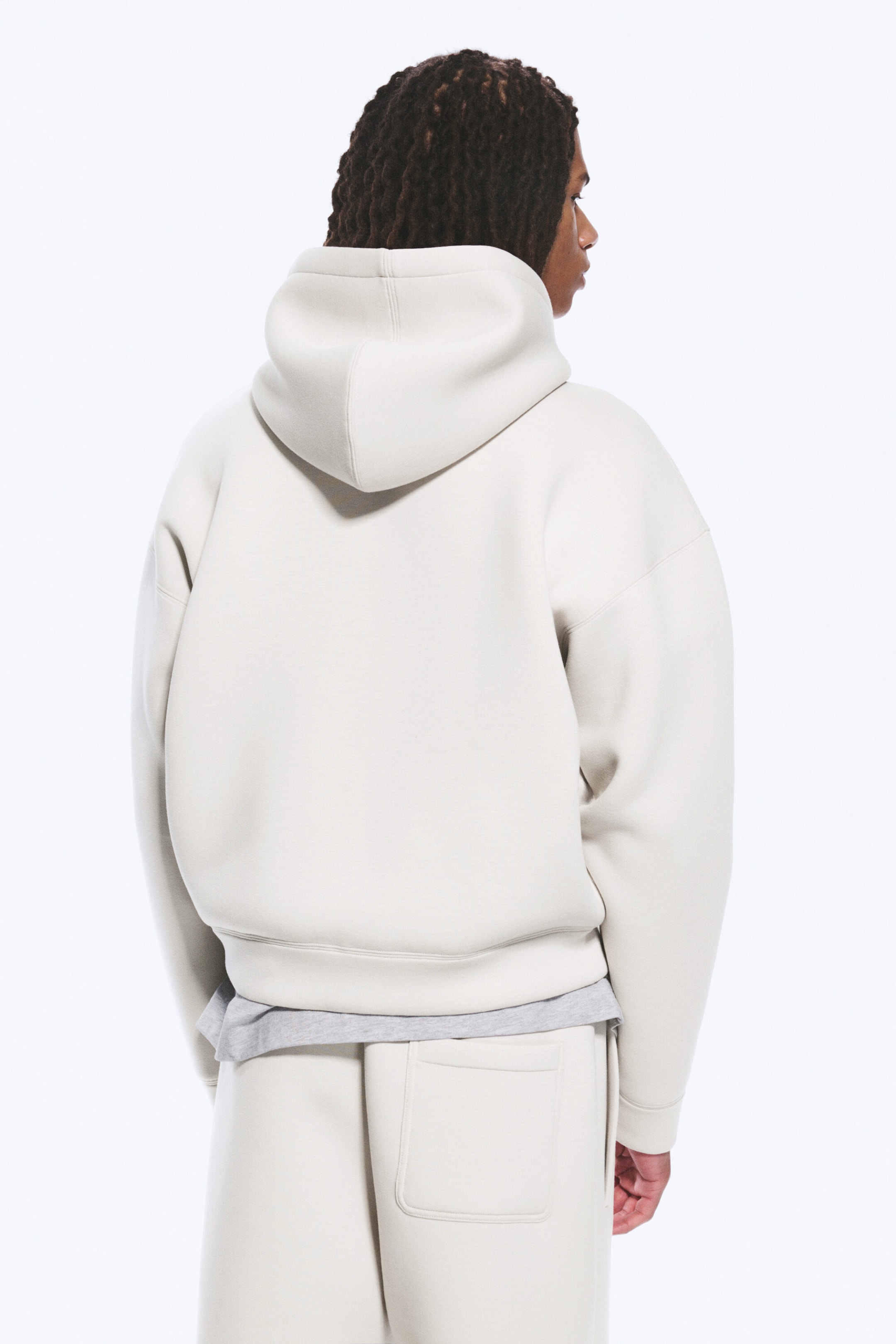 Taupe cendré clair - Sweat à capuche zippé en scuba Simon - 3