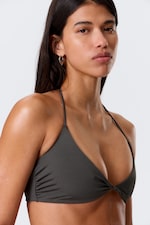 Dark Grey Shimmer - Turn Halter Bikini Top - 1