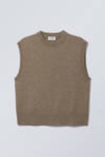 Dark Mole Melange - Knitted Vest - 0