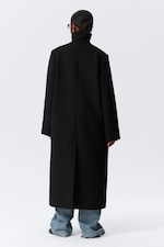 Black - Long Oversized Wool-Blend Coat - 6