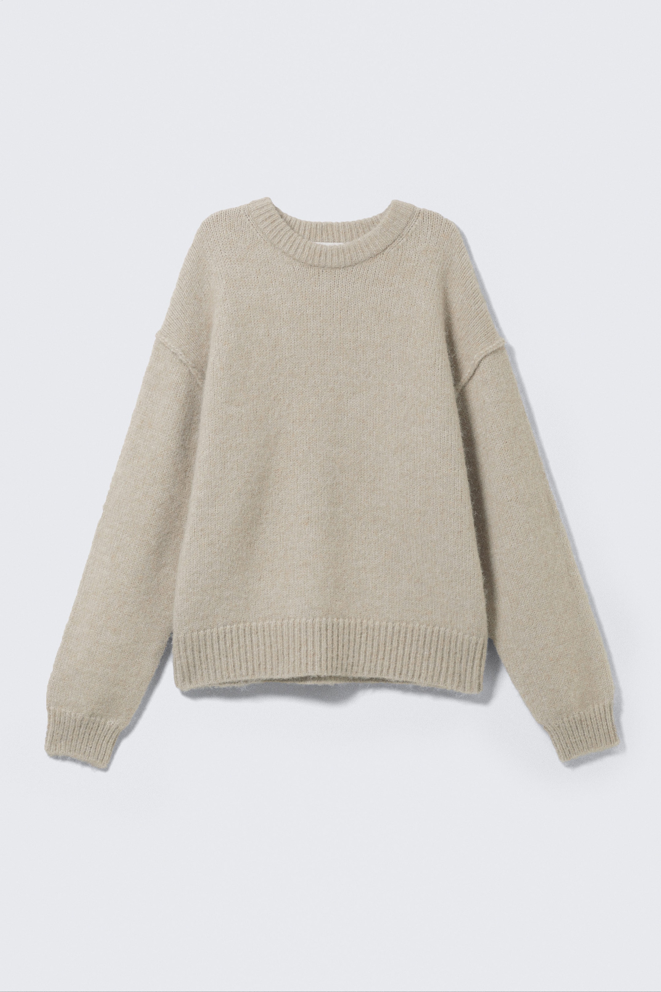 Dimmig beige - Avslappnad hårig stickad tröja - 1