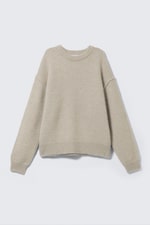 Dimmig beige - Avslappnad hårig stickad tröja - 0