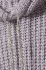 Lilac - Knitted Drawstring Hoodie - 5
