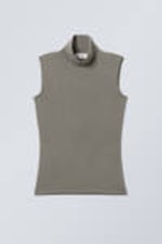 Dusty Grey - Lykke Turtleneck Tank Top - 0