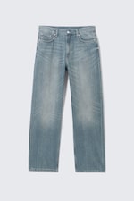 Gloria Blue - Medium Blue - Galaxy Mid Rise Loose Straight Leg Unisex Jeans - 6