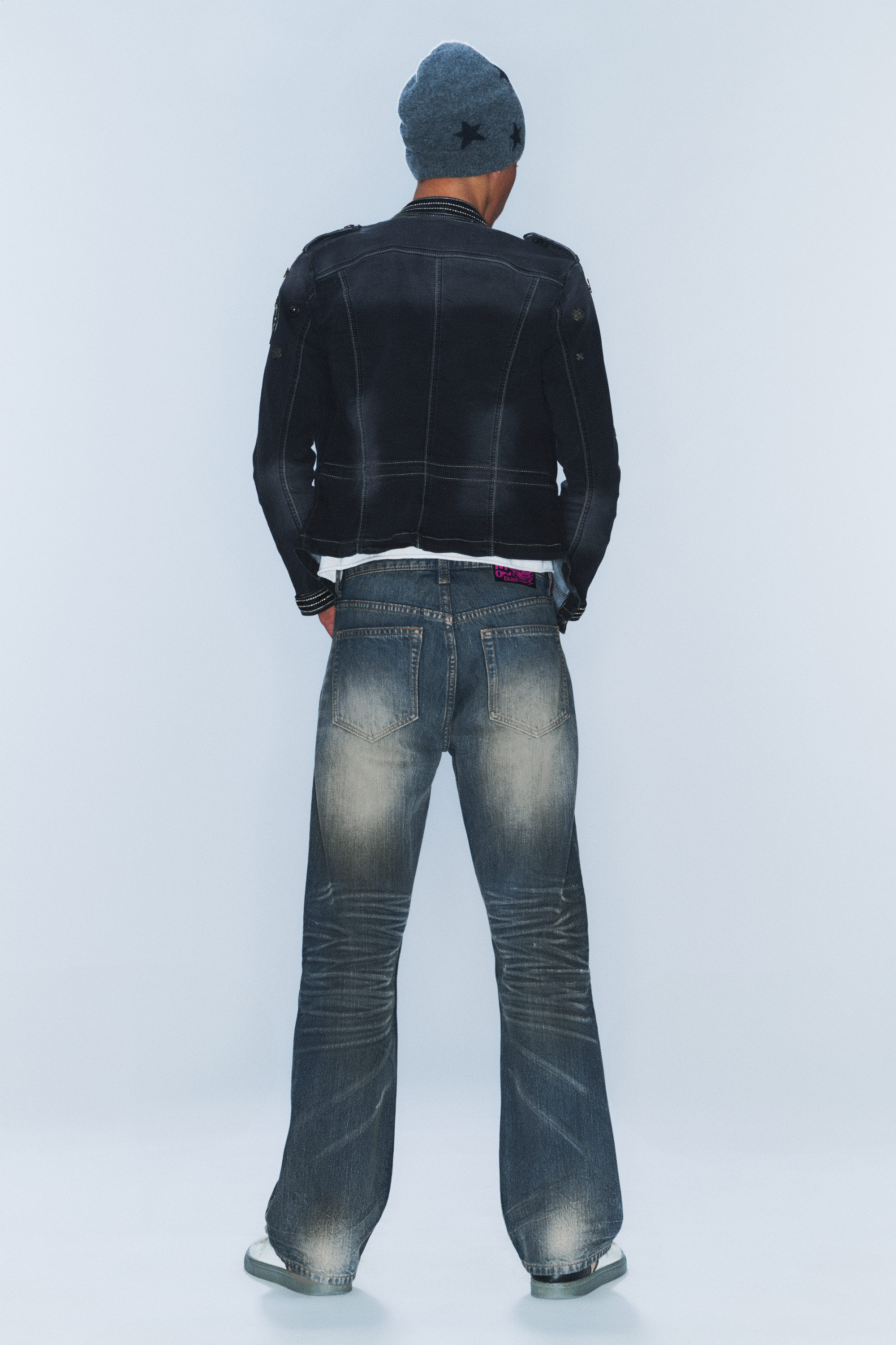Steel Blue - Mellanblå - Anti Unisex Low Waist Regular Straight Jeans - 7