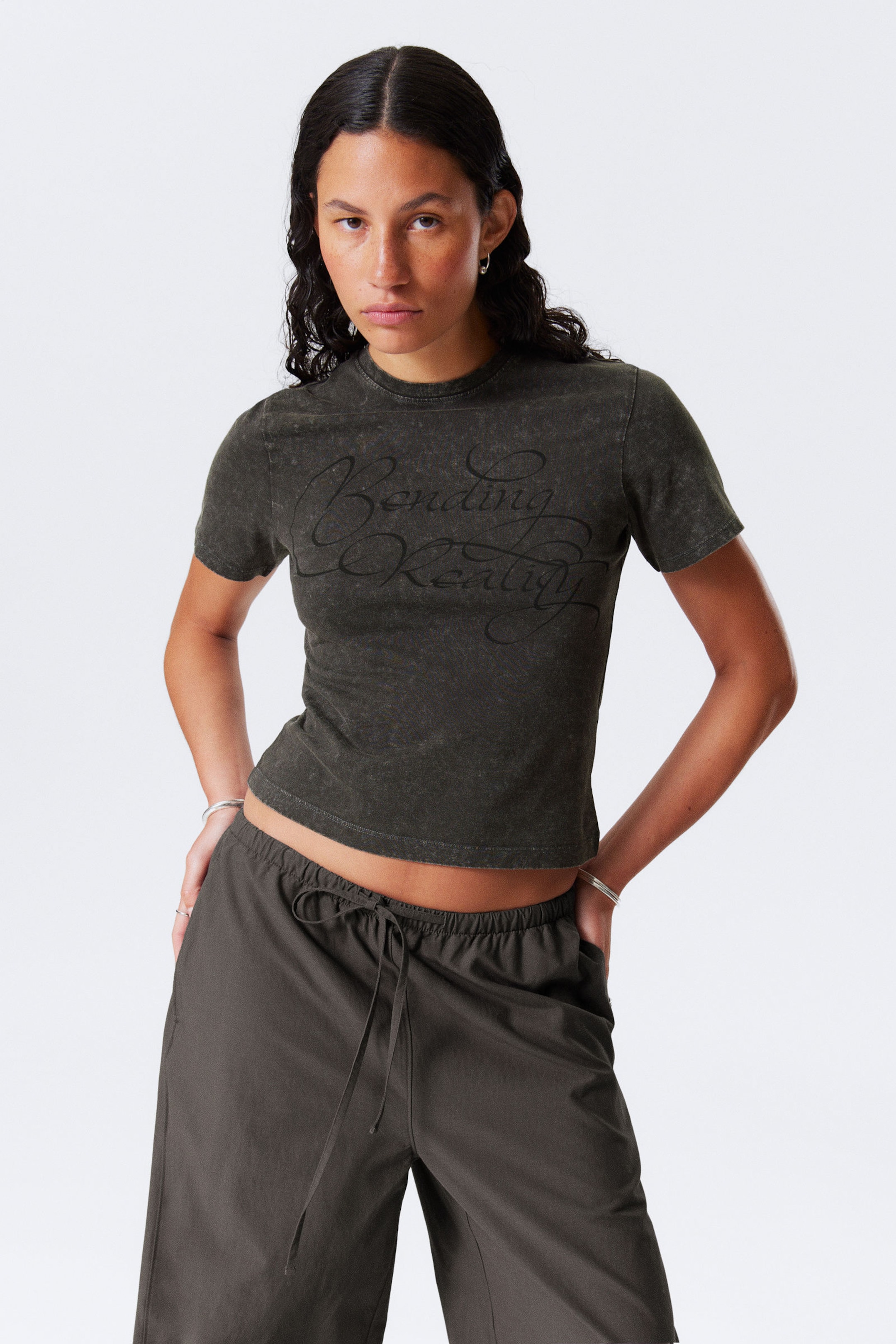 #3A3A3D - Slim-fit T-shirt met print - 1
