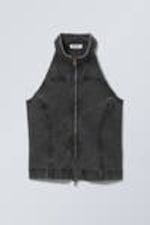 Washed Black - Washed Cotton Zip Top - 0