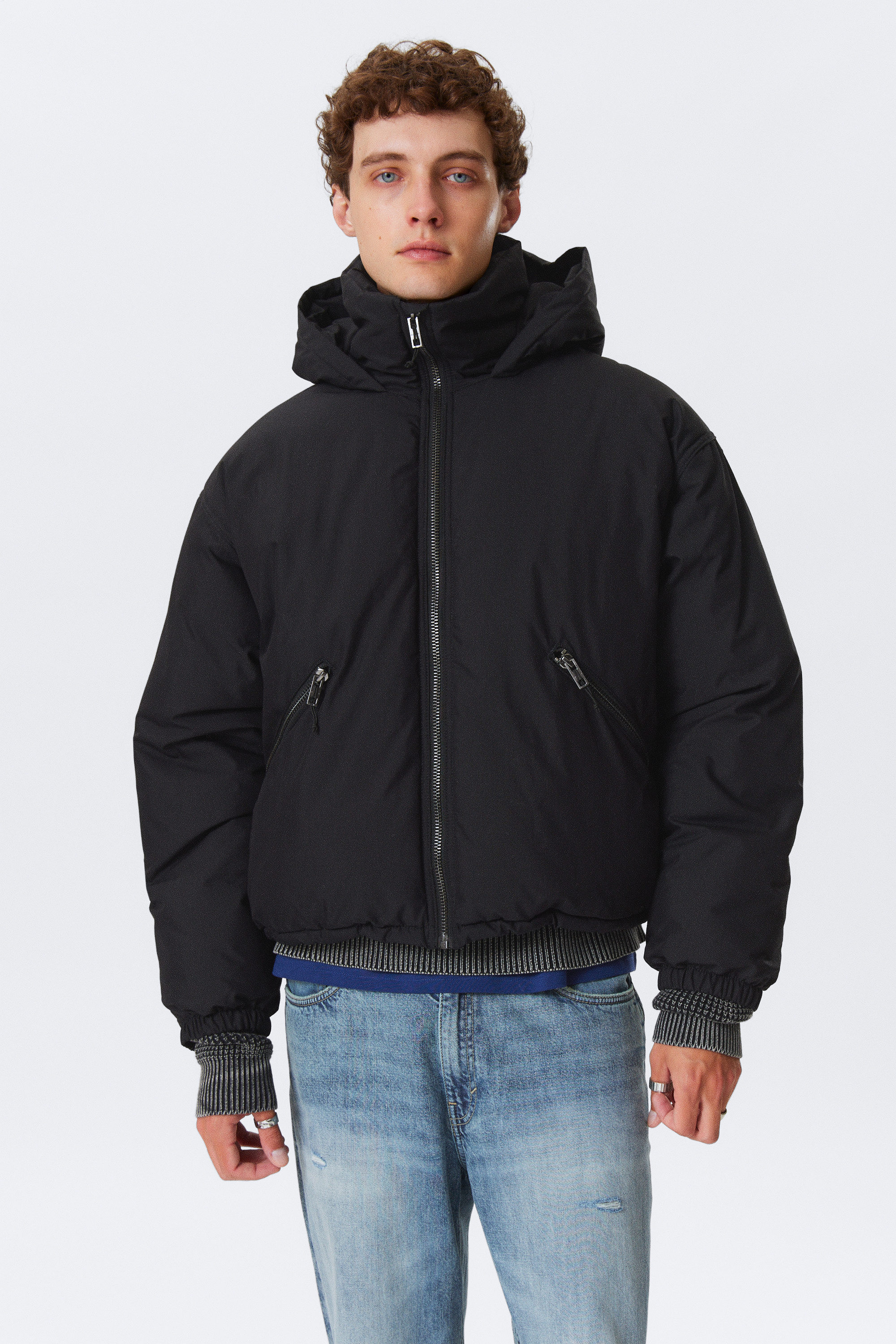 Black - Padded Hooded Puffer Jacket - 2